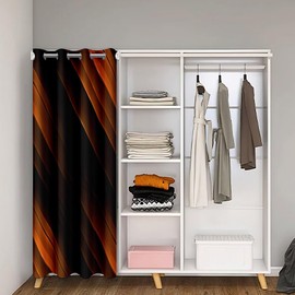 Feelyou Kids Orange and Black Geometric Doorway Curtains Privacy 42"x80" Modern Abstract Ombre Closet Door Cover Curtain for Bedroom Geometry Striped Room Darkening Curtain Room Divider Curtain Cover