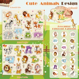 Set of 2 Wooden Puzzles 1 Year, Wooden Puzzle from 1 Year with Jungle Animals, Grabbing Puzzle Wooden Toy, Ideal Children's Puzzle from 1 Year for Baby Boy Girl Gift