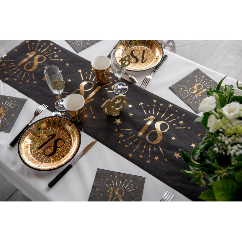 Table Runner Table Runner Black Gold Birthday Numbers 18 20