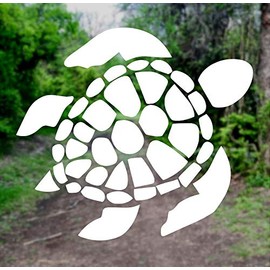 Sea Turtle [Pick Any Color] Vinyl Transfer Sticker Decal for Laptop/Car/Truck/Window/Bumper (5in x 4.5in, White)