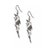 Real Metal Lightning Bolt Earrings Polished Silver Dangle #986
