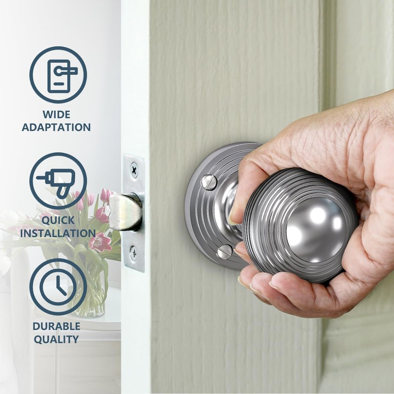 Bwintech 1 Set Beehive Mortice Door Knobs,Chrome Finishing Pull Door