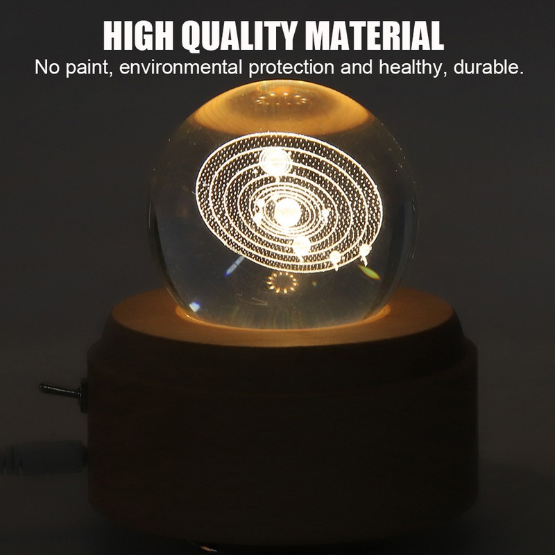 Solar System Pattern Crystal Ball Rotating Music Box USB Charging