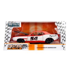 Big Time Muscle 1:24 1973 Plymouth Barracuda - Coche Fundido a presión, Juguetes para niños y Adultos (Naranja)