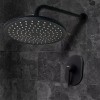 Bauen Kit Regadera Redonda 20cm Monomando Y Brazo 50cm Negro