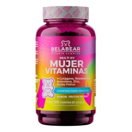 Gomitas Mujer Vitaminas 100 Gomitas Belabear Sabor Frutos Rojos - de, y,