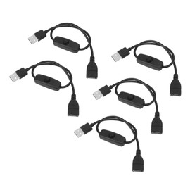BORDSTRACT 5-Pack USB Extension Cable Set Featuring ON/Off Switch for LED Strips, Desk Lamps and USB Fans - Black
