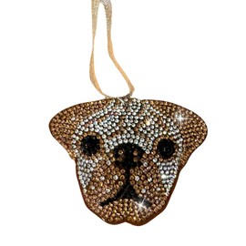 Popfizzy Bling Bulldog Christmas Ornaments 2024, Holiday Christmas Decoration, Rhinestone Christmas Tree Ornament