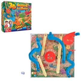 HTI, 3D Dinosaur Edition Snakes & Ladders | Dinosaur Board Game Toy | Fun Toys For All The Family | 3D Dinosaur Themed Childrens Game | Perfect And Fun Gift For Any Child | Suitable For Ages 3