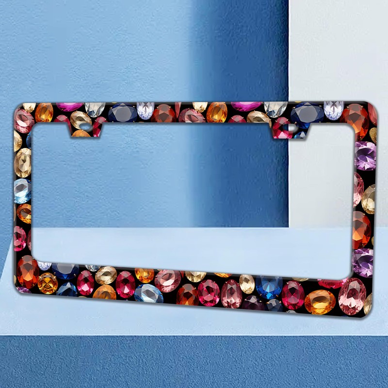 Beautiful Gemstone Pattern License Plate Frame Bling License Plate Holders