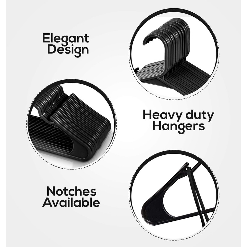 Utopia Home Plastic Hangers 50 Pack - Perfect Space Saving