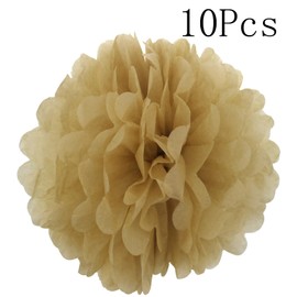 Lightingsky 10pcs DIY Decorative Tissue Paper Pom-poms Flowers Ball Perfect for Party Wedding Home Outdoor Decoration (12-inch Diameter, Gold)