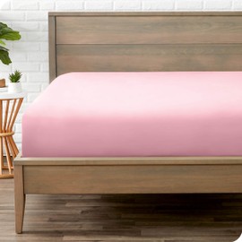 Bare Home Fitted Bottom Sheet Emperor - Premium 1800 Ultra-Soft Microfibre - Ultra-Soft Wrinkle Free - Deep Pocket - 35 CM Deep - 15" Deep - Emperor Fitted Sheet (Emperor, Light Pink)