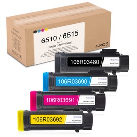 6510 / 6515 Extra High Capacity Toner Cartridge(106R03480 106R03690 106R03691 106R03692) 4-Color Set Compatible Replacement for Xerox Phaser 6510 6510N WorkCentre 6515 6515N 6515DN Printer