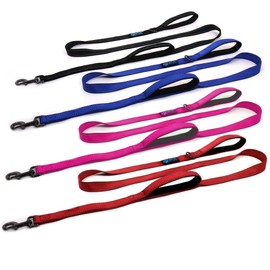Max and Neo™ Double Handle Traffic Dog Leash Reflective - We Donate a Leash to a Dog Rescue for Every Leash Sold (Blue)