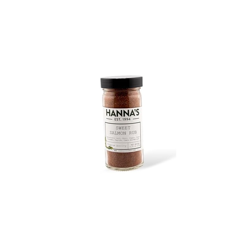 Hanna's Salmon Rub. Premium Quality, 4 fl oz Glass Jar