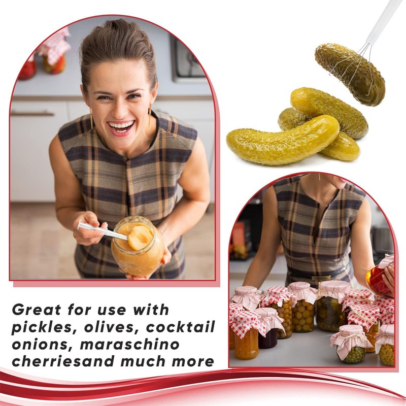 4PCS Pickle Picker Stainless Steel and Plastic Pickle Pincher 8