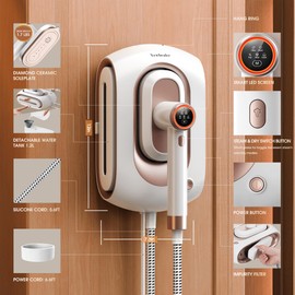 Newbealer 2In1 Pro Steam Station Iron, 1550W Turbocharged Steam for Clothes, 3-Level Steam & Dry Ironing, 30s Heat Up, 1.2L Detachable Tank, Auto-Off, Self Cleaning, Innovative Storage for Household