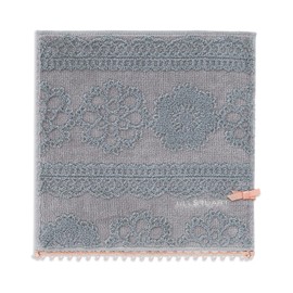 JILLSTUART Dainty Lace Towel Handkerchief, Fluffy, Cute, Lace, Ribbon, Elegant, Floral Pattern, Gray, 58-1510070, Approx. 9.8 x 9.8 inches (25 x 25 cm)