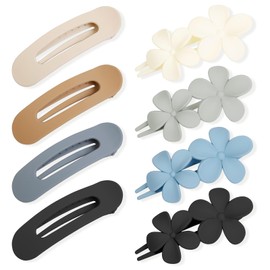 Flat Hair Clips for Women, 8Pcs Matte Flat Claw Clips Non-slip Hair Claws for Thick Thin Hair