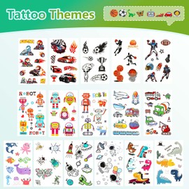 150+ Glow in the Dark Temporary Tattoos for Boys, Dinosaur Ocean Sports