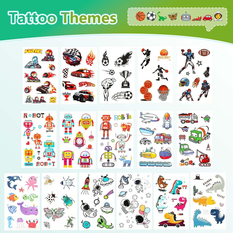 150+ Glow in the Dark Temporary Tattoos for Boys, Dinosaur