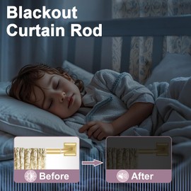 Adjustable Blackout Curtain Rods 16-28 Inch,1 Inch Diameter Heavy Duty Wrap Around Steel Drapery Rod for Small Windows＆Doors, Gold