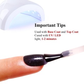 Ozzeal Glitter Gel Polish, Black Glitter Gel Nail Polish Sparkle Shimmer Gel Glitter Nail Polish Autumn Winter Soak off LED UV Gel Nail Polish for Art DIY Manicure 15ML