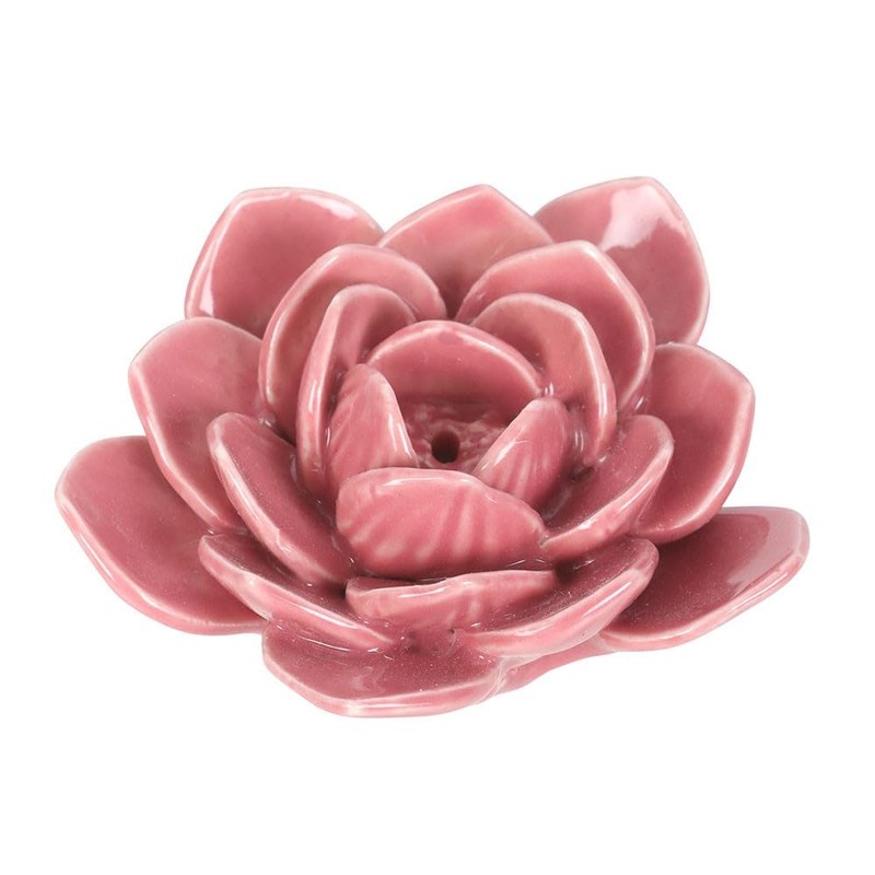 Ceramic Water Lily Incense Holder, Pink Lotus Flower Design, Decorative