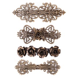 FRCOLOR 4pcs Retro French Hair Barrettes Retro Vintage Bronze Hair Clips Bobby Pins Bridal Wedding Hair Pins Jewelry Accessory for Women or Girls Style 1