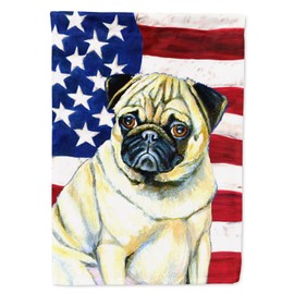 Caroline's Treasures LH9002CHF USA American Flag with Pug House Flag Large Porch Sleeve Pole Decorative Outside Yard Banner Artwork Wall Hanging, Polyester, House Size, Multicolor