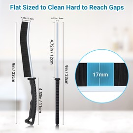 Alyvisun 3 Pack Hard Bristle Crevice Tool Gap, Thin Cleaning Brush for Door Tracks, Window Grooves, Kitchen, Black, 3PCS