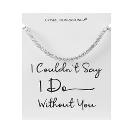 Philip Jones Silver Plated I Couldn't Say I Do Without You Solitaire Friendship Bracelet Created with Zircondia® Crystals