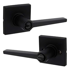 Weiser Daylon Matte Black Front Door Handle with Lock, Reversible Square Exterior/Interior Door Handles with Lock, Keyed Entry Door Lever for Front Door, Bedroom, Bathroom & Office, Modern Home Decor