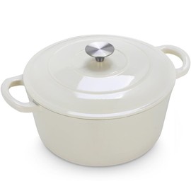 TLGREEN 6-Quart Enameled Cast Iron Dutch Oven Pot with Lid,Oven Safe to 500°F, Non-Stick Surface with Dual Handles,Perfect for Bread Baking, Braising, Stews, and Roasting,Ideal for Christmas, Red/Blue/White - Color: White