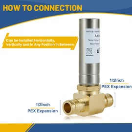GUOFIS 1/2-Inch PEX-A Expansion Stainless Steel Tee Water Hammer Arrestor (1 Pack, Brass, CUPC & NSF Listed)