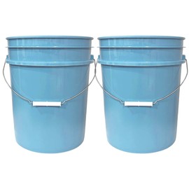 House Naturals 5 Gallon Premium HPDE Plastic Bucket - Made in USA Food Grade Storage Container, BPA Free All Purpose Pail (2, Light Blue)