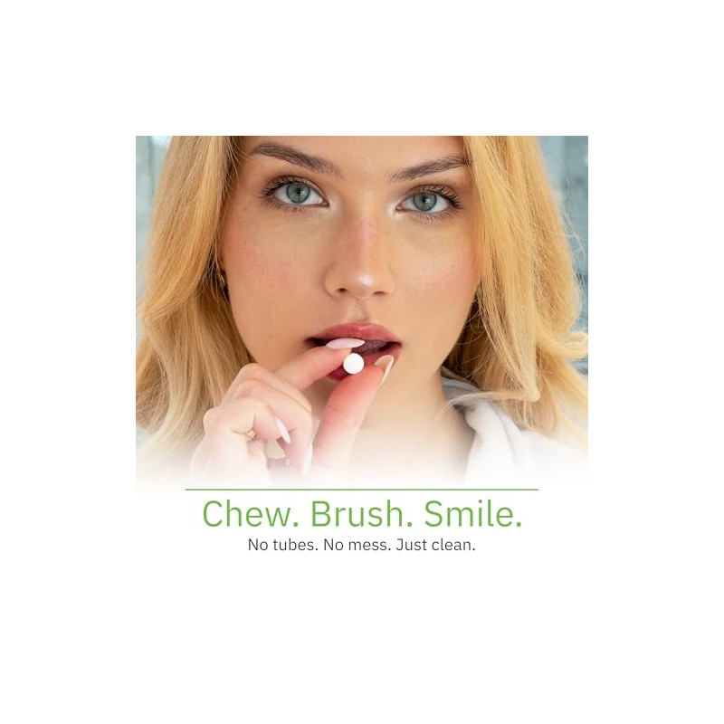 Toothpaste Tablets with Nano Hydroxyapatite, Fluoride-Free, Plastic-Free, Travel-Ready, Glacier Mint,