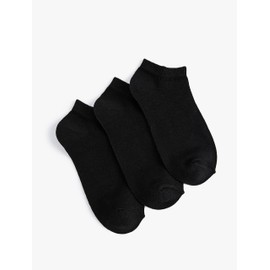 Koton Men's 3-Pack Basic Bootie Socks Set, Black(999), One Size