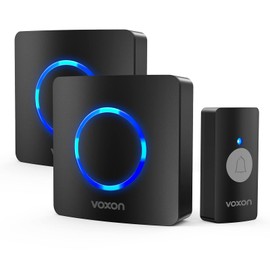 Wireless Doorbell, VOXON Waterproof Doorbells, Plug in Doorbell with 400M (1,300ft) Wireless Range, Door Chime Kit with 2 Receivers, LED Flash, 60 Melodies, 4 Level Volume
