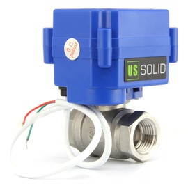Motorized Ball Valve- 1/2" Stainless Steel Ball Valve with Full Port, 9-24V AC/DC and 2 Wire Auto Return Setup, Normally Open by U.S. Solid