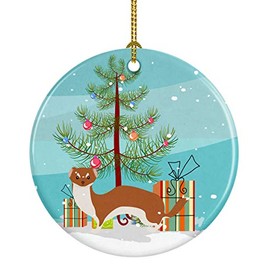 Caroline's Treasures Weasel Christmas Ceramic Christmas Ornament Multi Color, 3 inch, BB9237CO1