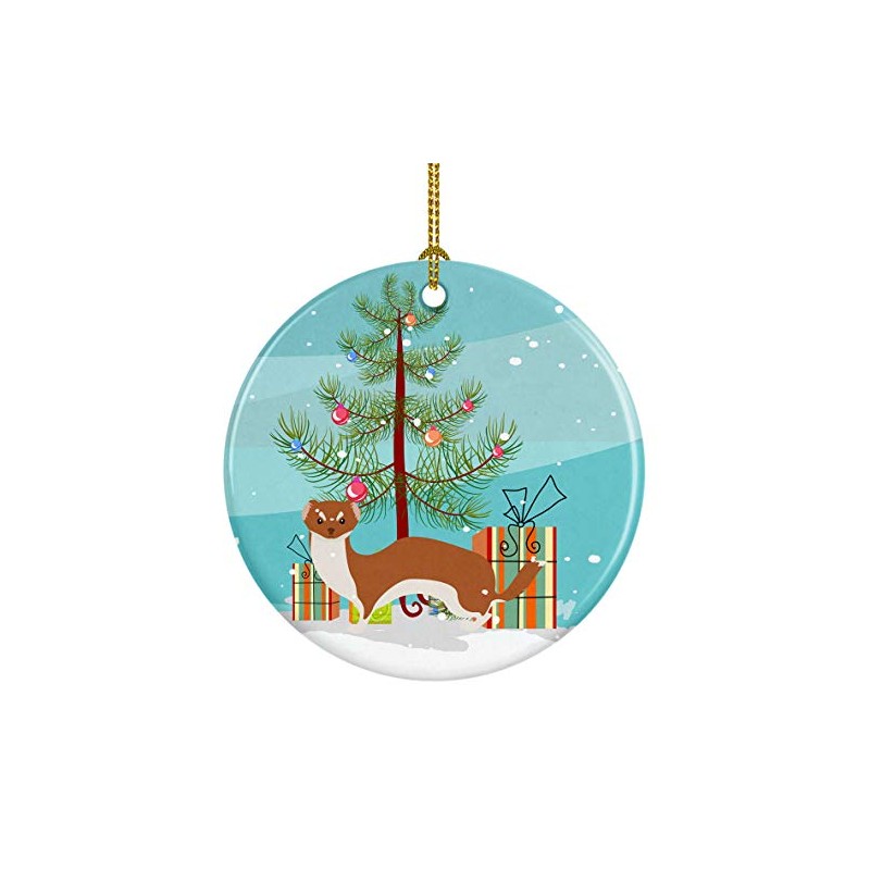 Caroline's Treasures Weasel Christmas Ceramic Christmas Ornament Multi Color, 3