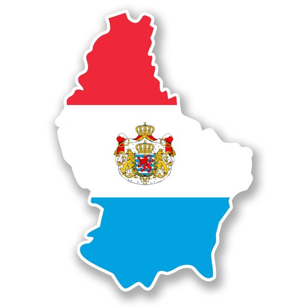 2 x 10cm Luxembourg Flag Map Vinyl Sticker Decal Car