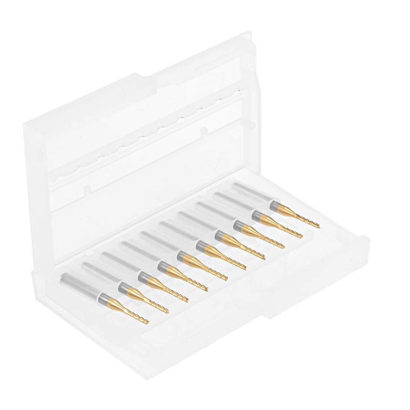 sourcing map 10Pcs 1.5mm Titanium Coat Carbide End Mill Engraving