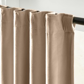 Lazzzy Cream Velvet Extra Long Curtains 108 Inches Long Blackout Thermal Insulated Room Darkening Lined Curtain Drapes Back Tab Window Treatments for Bedroom Living Room 2 Panels,52 x 108 Inch, Latte