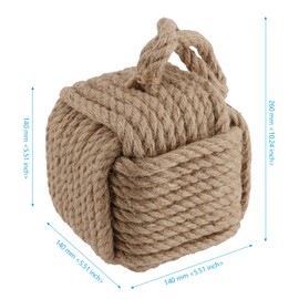 SEHOI 2 PCS Square Rope Knot Door Stops, 5.5 x 5.5 Inch Jute Door Stoppers with Handle, Nautical Knot Door Stopper for Doors and Windows, 5.3lbs