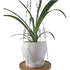 ATLanyards Circle Charm Chain Plant Hanger | Hanging Plant Shelf | Floating Plant Shelf | Stainless Steel Chain Indoor Plant Hanger (21.5" - 2 Charm Sets)