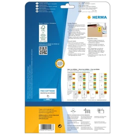 HERMA 4496 Farbige Etiketten gelb ablösbar, 20 Blatt, 199,6 x 143,5 mm, 2 pro A4 Bogen, 40 Stück, selbstklebend, bedruckbar, matt, blanko Papier Farbetiketten Aufkleber