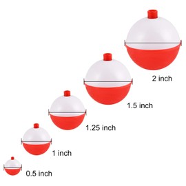 Coopay Fishing Bobbers 30Pcs-50Pcs/Lot Hard ABS Fishing Floats Set Snap on Float Red/White Bobbers Push Button Round Buoy Floats Fishing Tackle Accessories (2inch-30pcs)